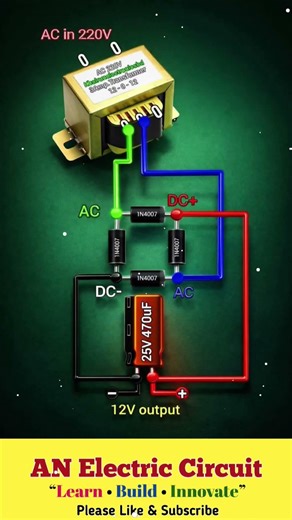 220V AC To 12V DC Converter Circuit | #trending #electrical #viral #electric