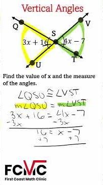 What Are Vertical Angles? #shorts #firstcoastmathclinic #verticalangles