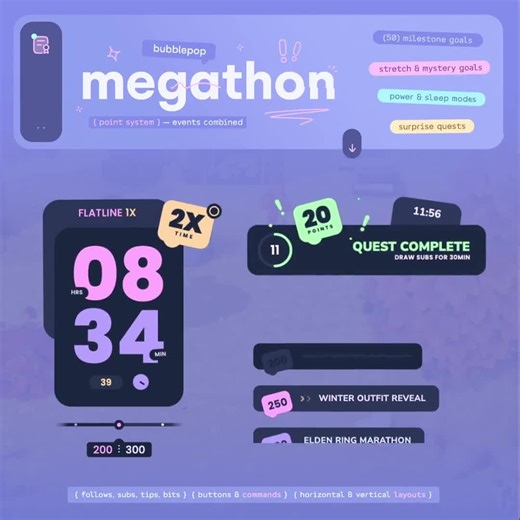 Megathon Widget Bundle — Timer, Milestone Goals & Surprise Quests • Combined Events, Commands, Streamdeck / Twitch Ko-fi Streamelements OBS - Etsy Canada