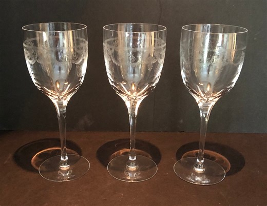 Fostoria Rosilyn, Large Swag Etched Design, 1918 Antique Hock Glasses, Vintage Stemware, Gatsby Glamour, Set of Three - Etsy Israel