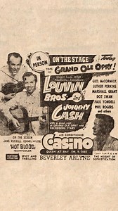 On this day in 1956, Johnny Cash performed with the Louvin Brothers, who were a huge inspiration to The Man In Black, at the Casino Theater in Toronto. | Johnny Cash