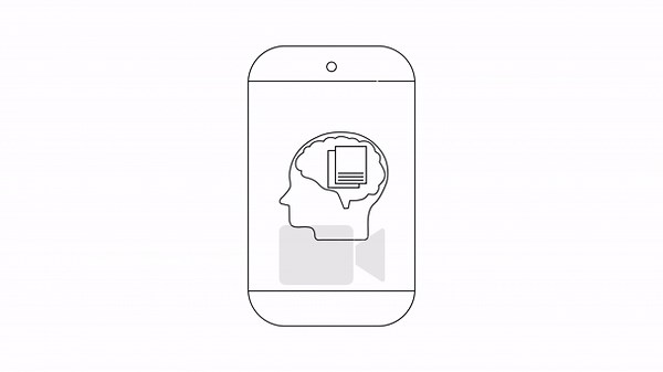 A smartphone displays a head outline with a memory card inside, symbolizing digital memory and technology Stock Video Footage - Alamy