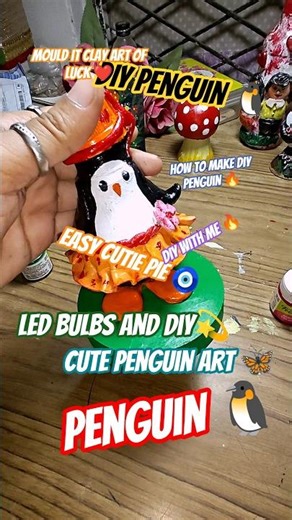 🧿🦋How to make cute penguin with LED bulb💡🤯😱? #archanavs #diy #shorts #penguin #ledbulb