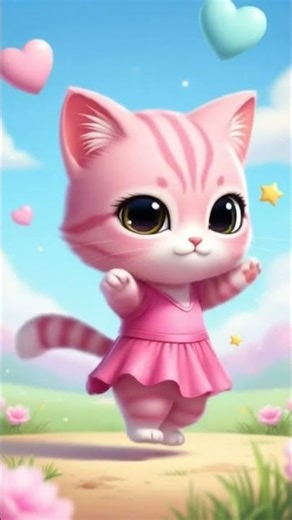 Pink Chibi Kitten Shows Off Its Cutest Dance Moves 💖🐾 #chibicat #cute #kawaii