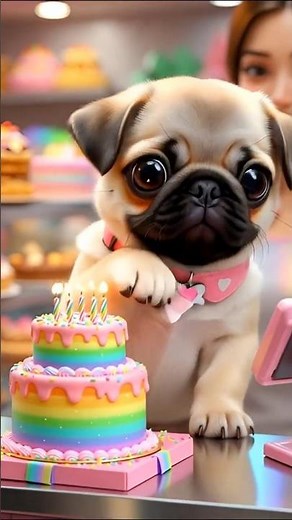Why Did This Pug Rush to Buy a GIANT Birthday Cake? The Most Emotional Surprise! 🎂🐶#viralshorts
