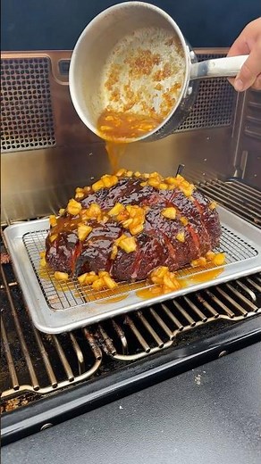 Double Smoked Ham with a Pineapple Bourbon Glaze for Thanksgiving #bbq