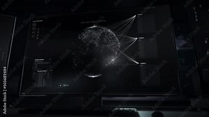 Locating Source Of Computer Hack In High Tech Online Network Scanner Software. Global Ip Address Search System Tracking Server Hack Source Location. Hack Source Location Discovered By Security Ui