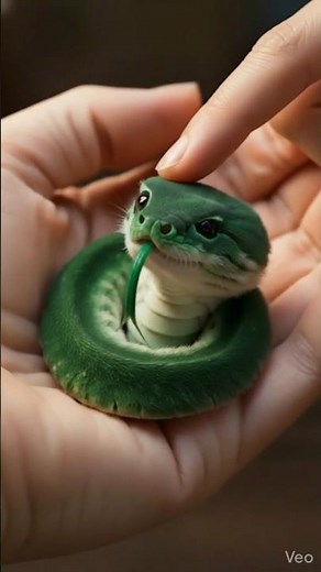 Tiny Green Snake in Hands 🐍💚 So Cute & Calm! #corgi #CuteSnake #BabySnake
