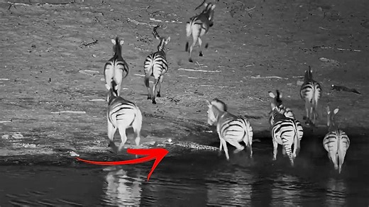 Zebra sends itself flying after misstep on resting reptile