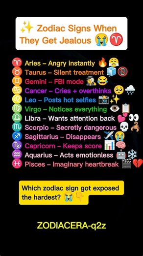 Zodiac Signs When They Get Jealous 👀🔥 #zodiac​​​​ #zodiacsigns​​​​ #astrology​​​​ #tarot​​​​
