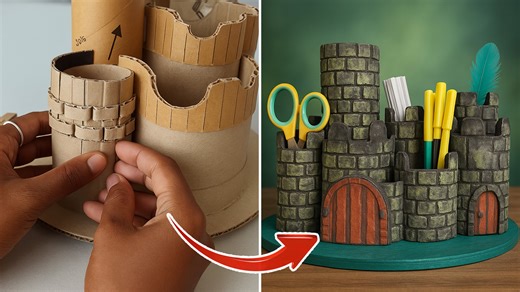 DIY Cardboard Crafts – Organizer Box Using Cardboard & Rolls 📦🧻