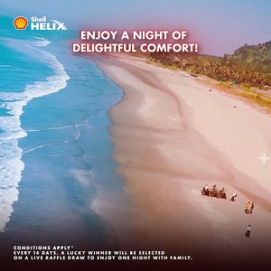 A Relaxing Retreat! Order Shell Helix Ultra or Hybrid and you could be the LUCKY WINNER of a 1 Night Stay at The Palace, Sea Pearl or Sarah Resort! Don’t miss your chance to win. Check out our new TikTok Channel for more updates: https://www.tiktok.com/@shelllube_bd?lang=en Check out our new WhatsApp Channel for more updates: https://whatsapp.com/channel/0029VaaP6LRKWEKmu6QPIC2J To order Shell Advance from E-store, click here: 🛒 https://rkpl.com.bd/e-store/?wlfilter To order Shell Advance from 