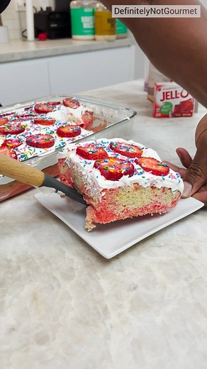 58K views · 336 reactions | Strawberry jello poke cake #cake #jello | Definitely Not Gourmet | Facebook