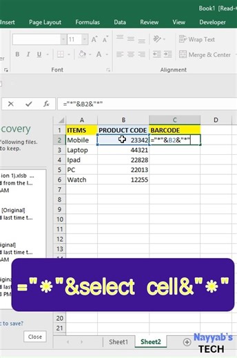 How to add barcode in ms excel? #msexcel #excel #exceltips #exceltutorial #exceltipsandtricks #msword #mswordtutorial #mswordtipsandtricks #mswordhack #excel #msexcel #msexceltutorial #msexceltricks #msexceltraining #msexcelvideos #msexceltutorials #msexceltipsandtricks #viral #tech | Nayyab's Tech Lectures