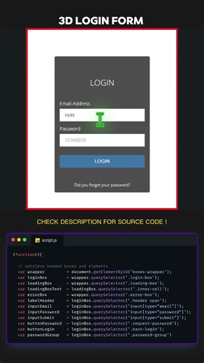 LOGIN FORM using html css Javascript #coding #programming