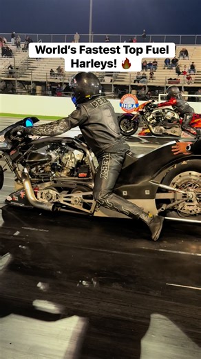 Two of the world’s fastest Top Fuel Harleys face off as Jay “The Bulldog” Turner takes on Ryan Peery in the IHRA! | CycleDrag