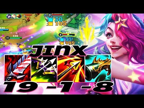 WILD RIFT JINX ADC GAMEPLAY | 19 -1 -8 MVP | JINX BUILD RUNES