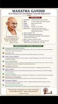 Mahatma Gandhi's Philosophy of Education | Life Sketch & Contributions Towards Education