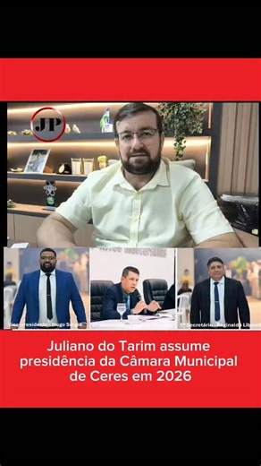 Populacional Oficial on Instagram: "Tomou posse, o novo presidente da Câmara Municipal de Ceres, Juliano Garcia Rosa, conhecido como Juliano do Tarim, do partido União Brasil. A solenidade marcou o início de um novo ciclo de trabalhos no Legislativo municipal neste ano de 2026. De acordo com o presidente, o compromisso à frente da Câmara inclui participar de todas as discussões e deliberações do Plenário, apresentar proposições que visem ao interesse coletivo e utilizar a palavra tanto para defe