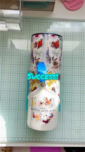 The BEST permanent sticker for a tumbler! Applying UVDTF to a dog fabric tumbler #smallshop #tumbler
