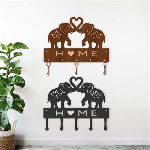 Elephants Key Holder Laser Cut File: Wood and Metal Designs (digital Download) - Etsy