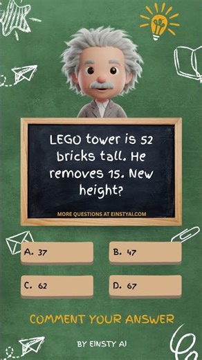 LEGO tower is 52 bricks tall #lego #mathpractice #shorts