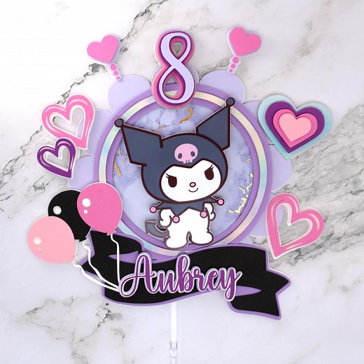 Custom Kuromi Cake Topper - Any Name and Age - Kuromi Topper - Cupcake Topper - Birthday Cake Topper - Etsy