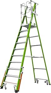 Little Giant Ladder Systems Safety Cage 2.0, M10, 10ft Enclosed Platform, Platform Ladder with Adjustable Outriggers, Fiberglass, Type 1AA, 375 lbs Weight Rating, (19710-146)