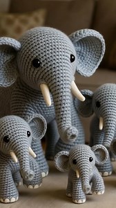 This crochet elephant family is too cute! 🧸 Share your favorite animal family amigurumi requests in the comments! #Amigurumi #CrochetElephants #ElephantFamily AmigurumiElephants | Creative Crochet