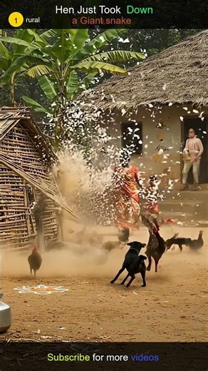 Hen Just Took Down a Giant Python Snake!!! #shorts #rurallife #funny #villagelife