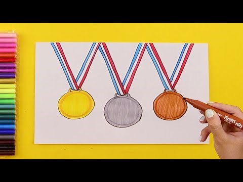 How to draw Gold, Silver, Bronze Medals (Olympic Games Paris 2024)