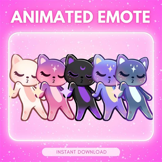 ANIMATED Emotes Twitch & Discord - Cat Party Emote <3 - Two in One Emotes - Etsy