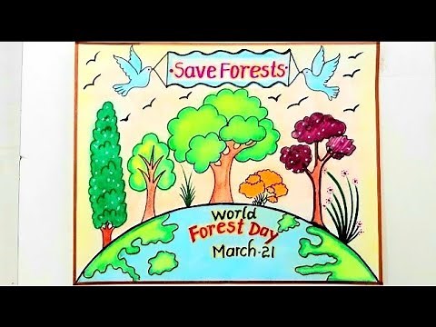 How to Draw Save Forests Poster Easy Steps//World Forest Day Drawing//Save Forest Save Life Chart