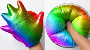 Slime arcoíris brillante con textura suave | ASMR