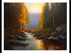 How to paint trees, grass, reflections, rocks in tonalism a new lesson