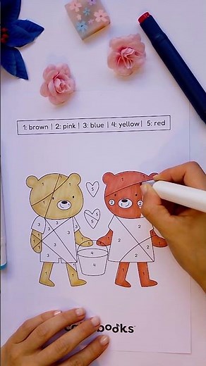 Free Bear Color By Number Printable for Kids 🐻🖍️