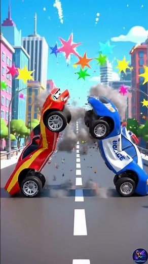 BeamNG Cartoon Crash on City Overpass | Police Car Stunt