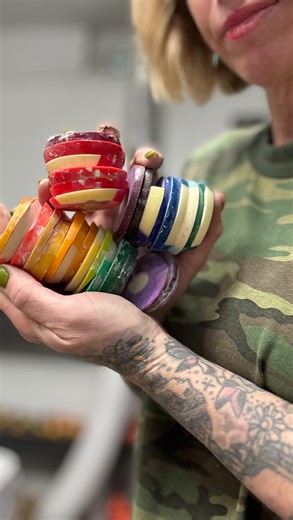 Sage Silver Handmade Jewelry | Danielle Ortiz on Instagram: "Using even the dust of these billiard balls - I think I’m as far as I can go. I finally figured out a way to incorporate the dust/mud/crumbs left over from cutting and shaping the billiard balls into jewelry by using the colored crumbs and incorporating them into an acrylic material to form a new material. The results have been all over the place from flops to successes, and while I still haven’t perfected the exact recipe and I’m exci