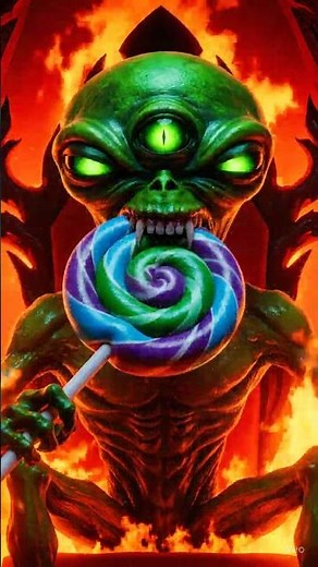 Three Eyed Alien Eats Giant Lollipop in Hell 🍭🔥👽