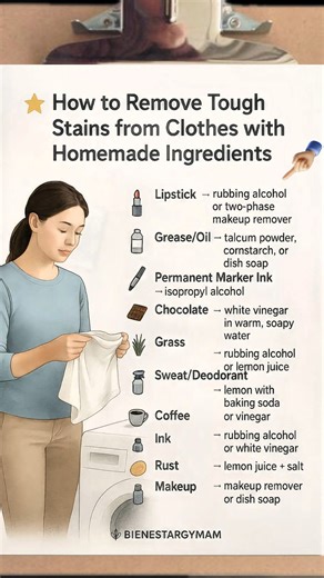 🧼✨ “10 Tough Stains and How to Remove Them in Minutes (With Homemade Ingredients)” Discover simple and effective tricks to remove even the most stubborn stains using things you already have at home. Quick and easy results! #CleaningTricks #EasyHome #HomeRemedies #QuickCleaning | Wellness GYM AM
