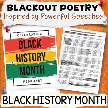 Black History Month Blackout Poetry - Real Speeches Pages Poem Templates