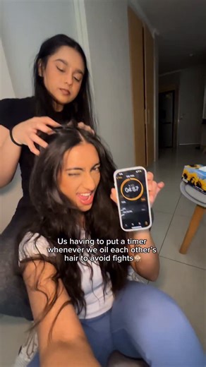 Hair with Ash & Shiv 👯‍♀️ on Instagram: "Hair oiling with my sister be like…"