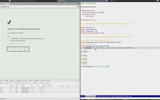 Chrome Dinosaur Robot Written in Common Lisp