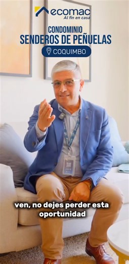 Senderos de Peñuelas | Coquimbo 🏡📍 Un proyecto con ubicación estratégica en un entorno privilegiado y con excelente conectividad 🚍✨ con distintos sectores de la ciudad. 2 a 3 dormitorios 🛏️🛏️ 1 a 2 baños Cuenta con: Sala de uso múltiple, portería, bicicleteros, quincho, áreas verdes, juegos infantiles y zona con máquinas de ejercicios. 🚲👧🧒 Encuéntranos en Coquimbo, Tierras Blancas, Los Lagos #2300 Ecomac, al fin en casa. | Ecomac