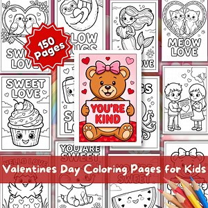 150 Valentine Coloring Pages Bundle | Valentines Day Coloring Book, Printable Valentines Day Coloring Sheets, Kids Valentines Coloring Cards - Etsy