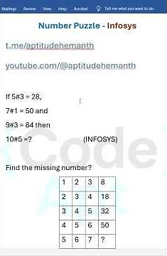 Number Puzzles - Infosys