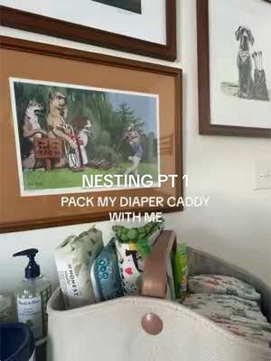 bedside diaper caddy! - it’s going on top of my cart so I kept very minimal and only put what I’d need for diaper changes 🩵 #nestwithme #nesting #firsttimemom #boymom #diapercaddy #packwithme