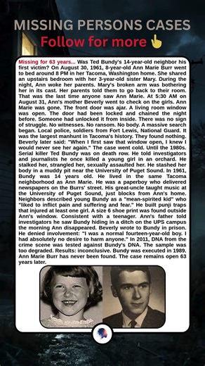 Missing for 63 Years... Did Ted Bundy Kill at Age 14? #missingpersonscases