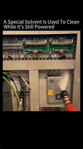 TechNovaVerse on Instagram: "Live cleaning of electronics may look reckless — liquid sprayed straight onto exposed chips and circuitry! ⚡ But it’s actually a real maintenance technique used to clean energized hardware without shutting systems down. The solvent is non-conductive, so electricity can’t travel through it. Technicians can flush away dust, oils, flux, and residue while the system keeps running, restoring thermal performance, preventing shorts, and keeping critical hardware online with