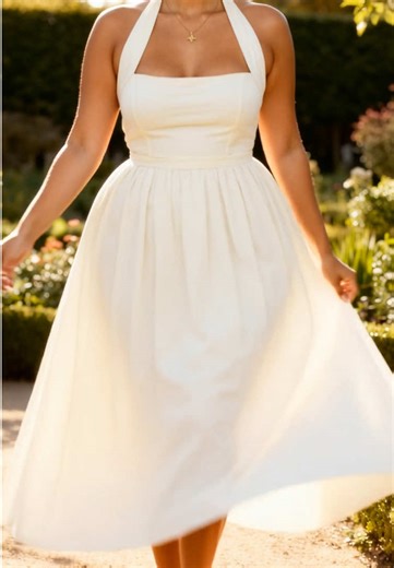 Women's Plain Pocket Zipper Back Dress #dress #vacationdress #whitedress #tiktokshopblackfriday #fyp